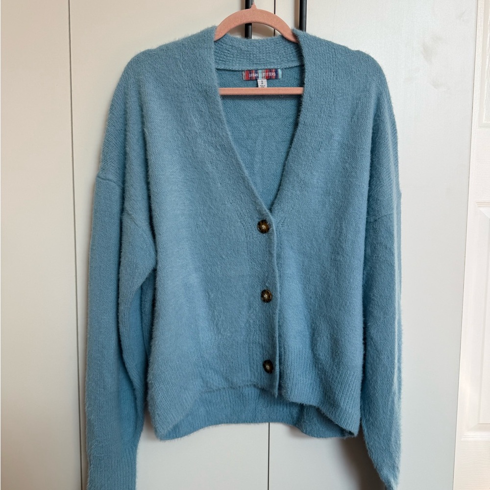 Blue Button-Up Women's Sweater
